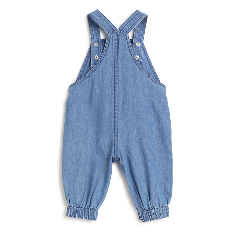 Boys Medium Blue Printed Long Dungaree image number 1